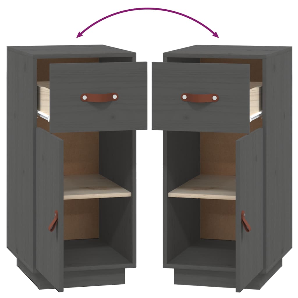 Buffet Gris 34x40x75 cm Bois massif de pin - XIOS