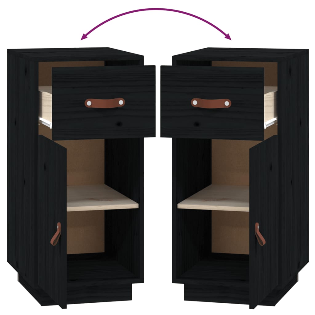 Buffet Noir 34x40x75 cm Bois massif de pin - XIOS