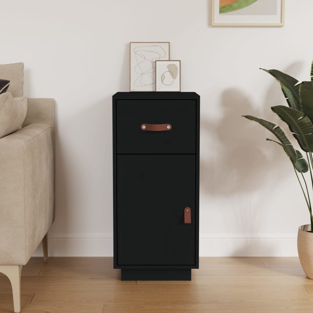 Buffet Noir 34x40x75 cm Bois massif de pin - XIOS