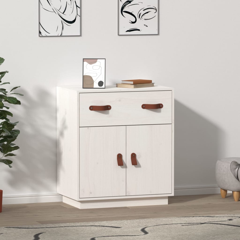 Buffet Blanc 65,5x40x75 cm Bois massif de pin - XIOS