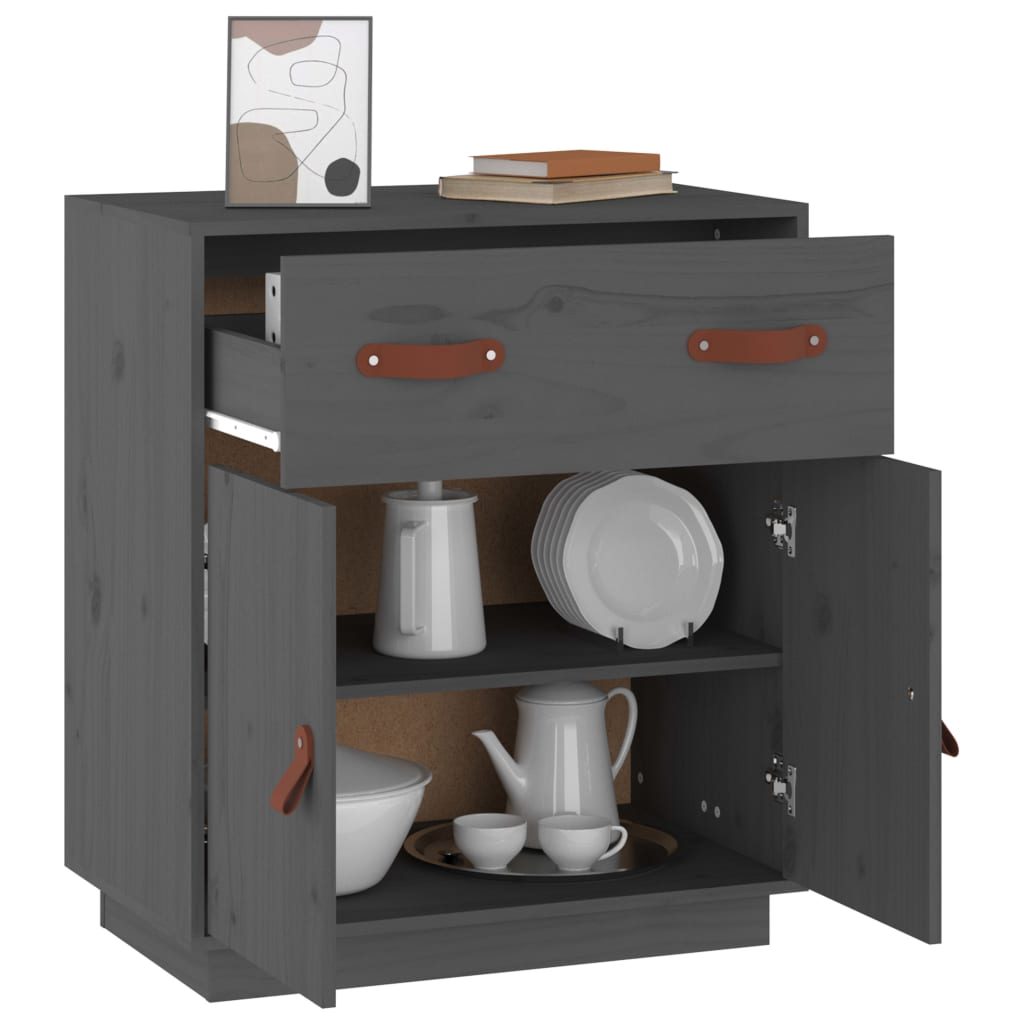 Buffet Gris 65,5x40x75 cm Bois massif de pin - XIOS