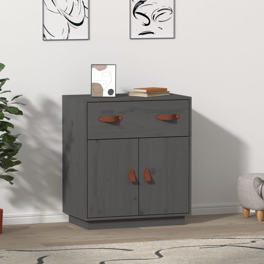 Buffet Gris 65,5x40x75 cm Bois massif de pin - XIOS