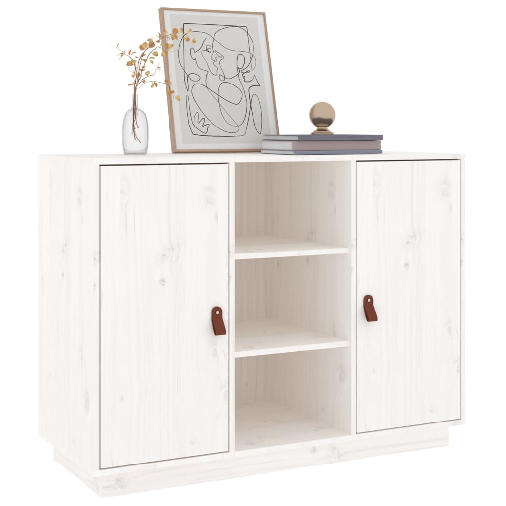 Buffet Blanc 100x40x75 cm Bois massif de pin - XIOS