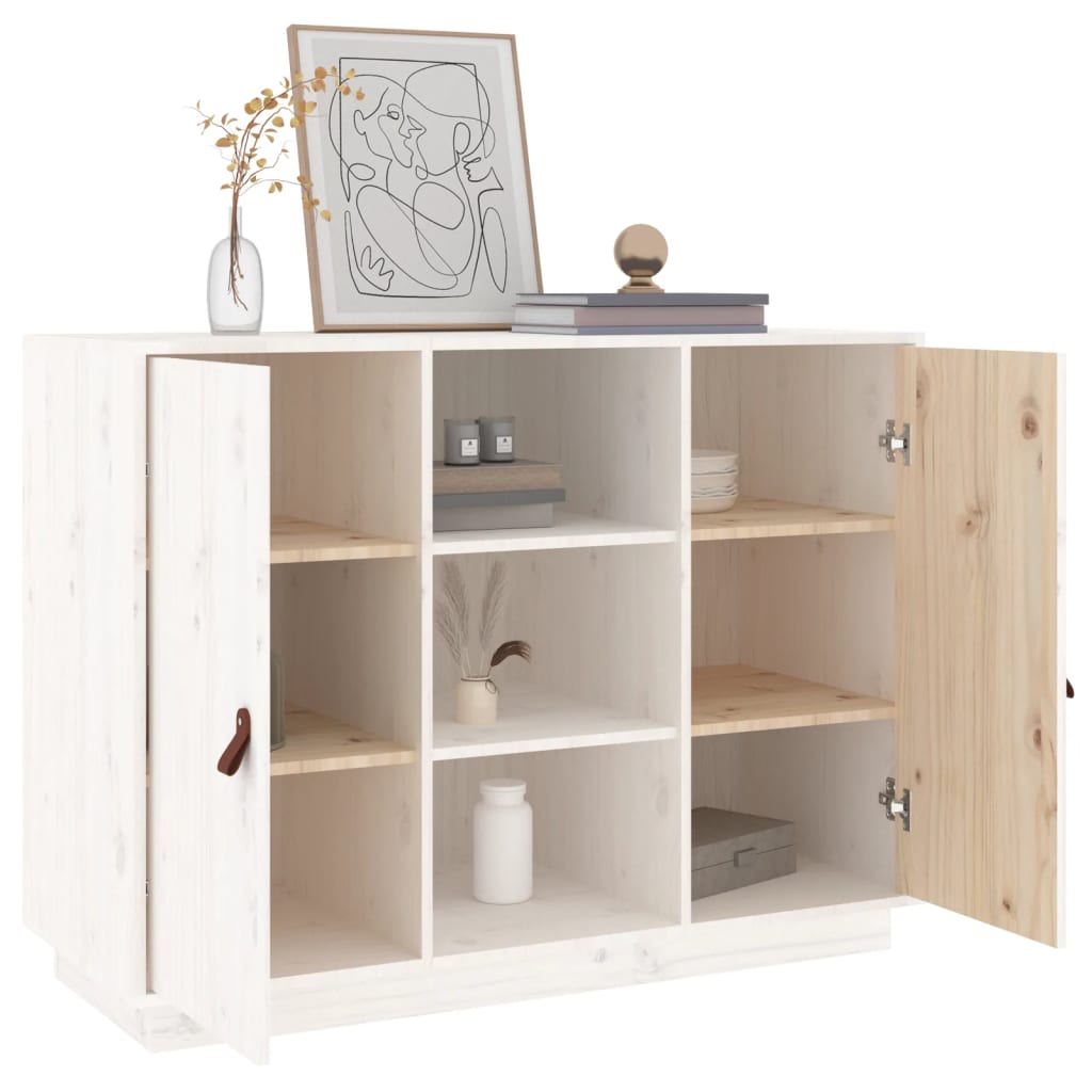 Buffet Blanc 100x40x75 cm Bois massif de pin - XIOS