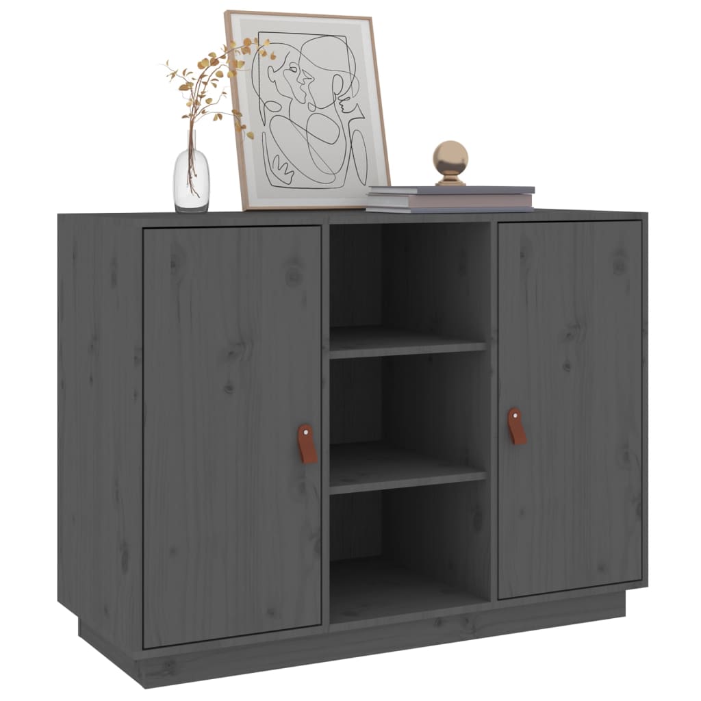 Buffet Gris 100x40x75 cm Bois massif de pin - XIOS