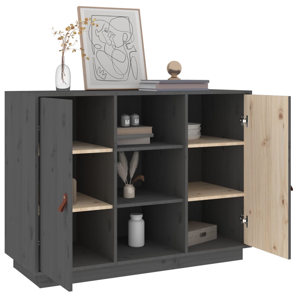 Buffet Gris 100x40x75 cm Bois massif de pin - XIOS