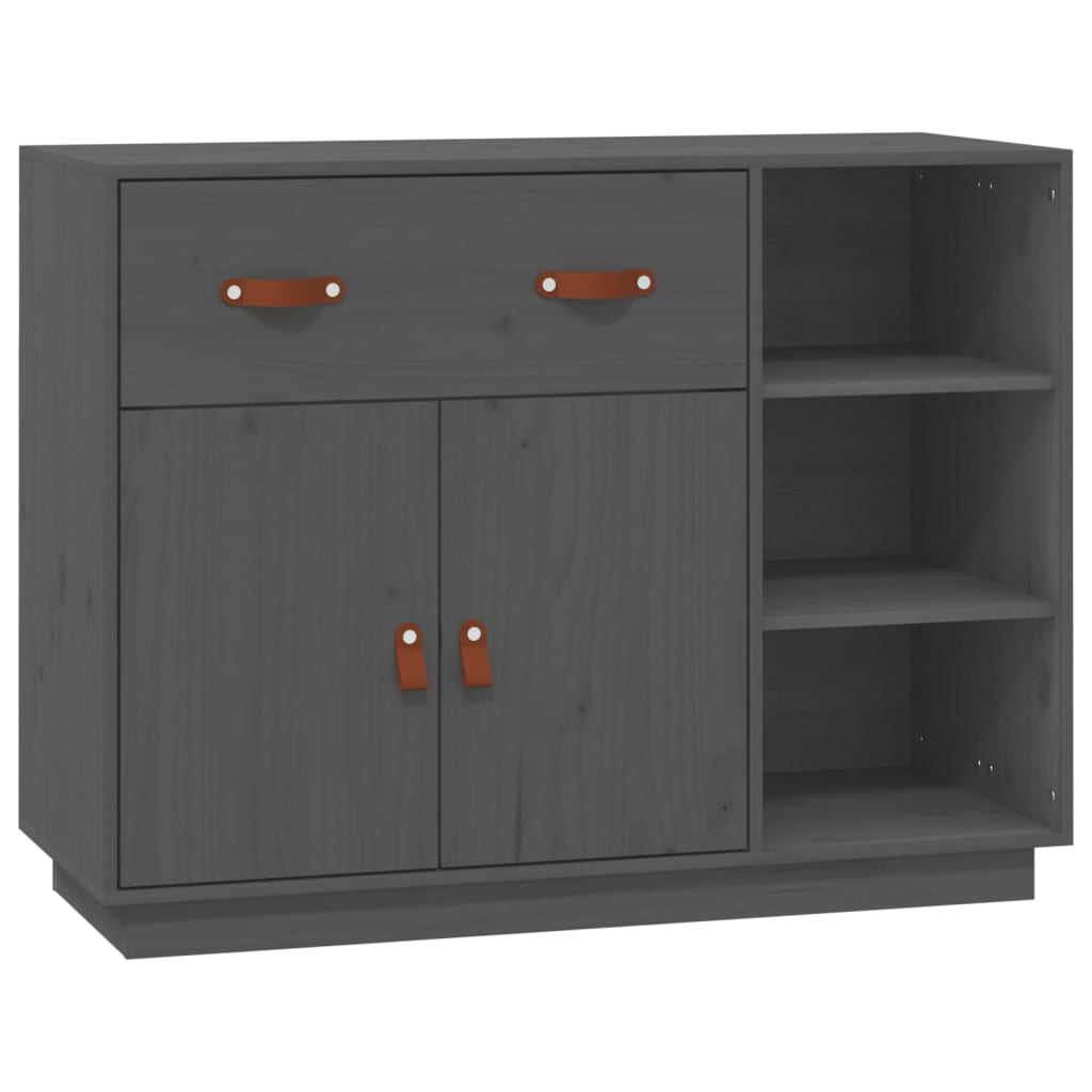 Buffet Gris 98,5x40x75 cm Bois massif de pin - XIOS