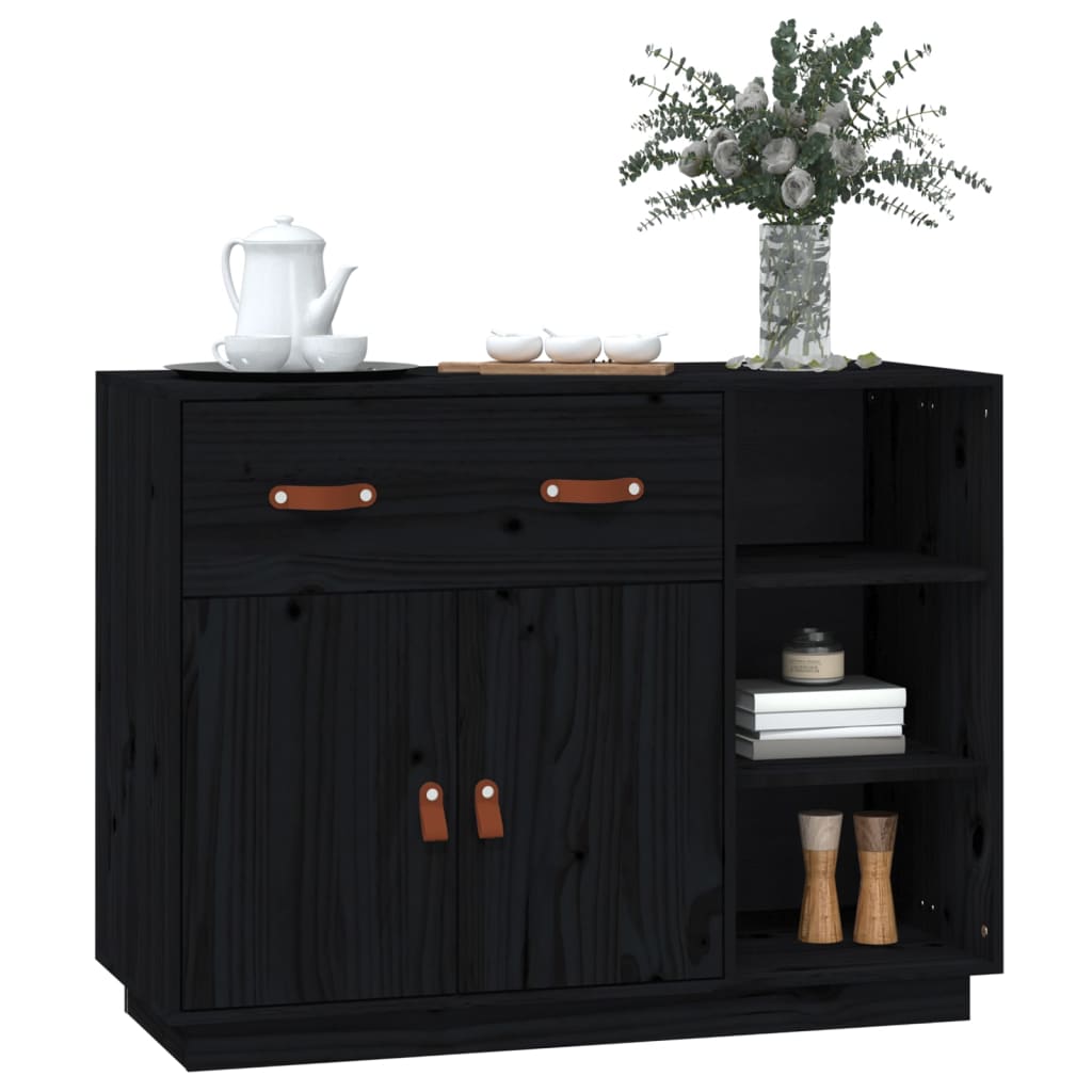 Buffet Noir 98,5x40x75 cm Bois massif de pin - XIOS