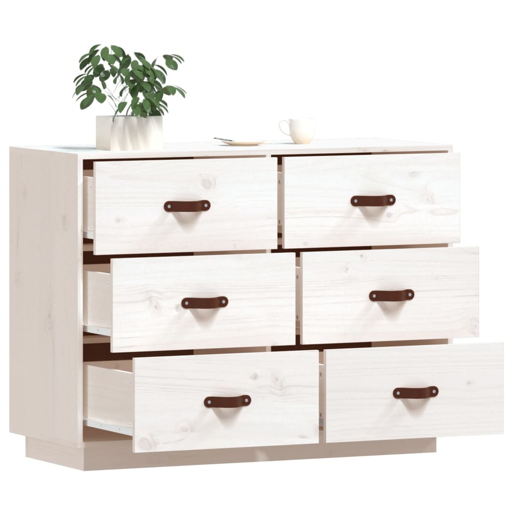 Buffet Blanc 100x40x75 cm Bois massif de pin - XIOS