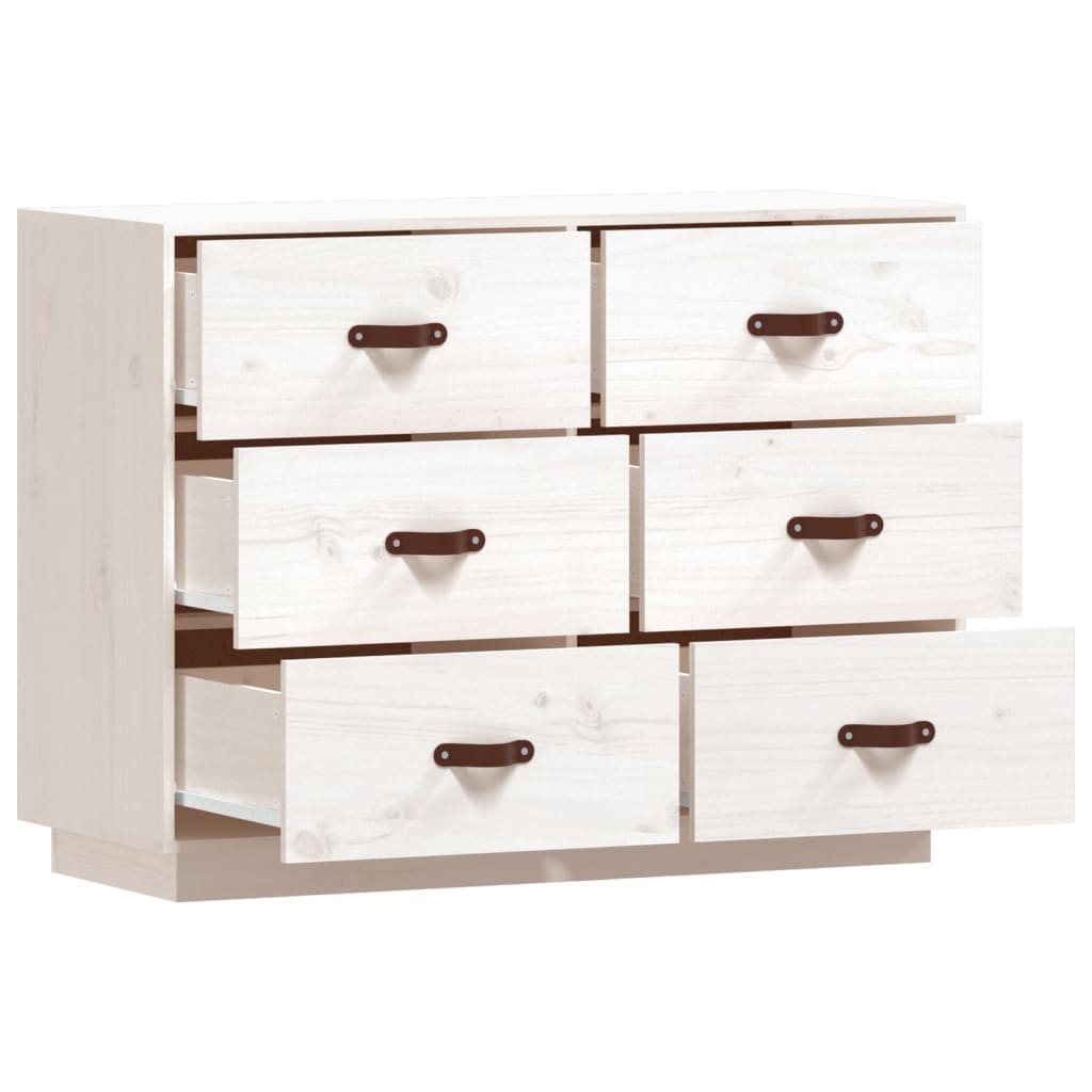 Buffet Blanc 100x40x75 cm Bois massif de pin - XIOS
