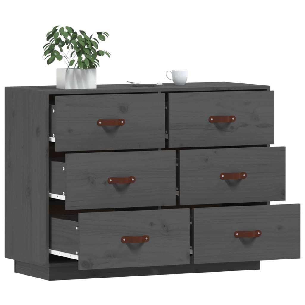 Buffet Gris 100x40x75 cm Bois massif de pin - XIOS