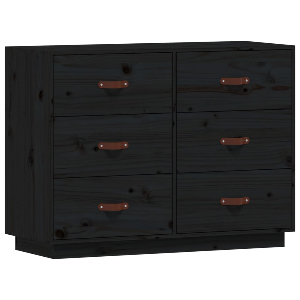 Buffet Noir 100x40x75 cm Bois massif de pin - XIOS