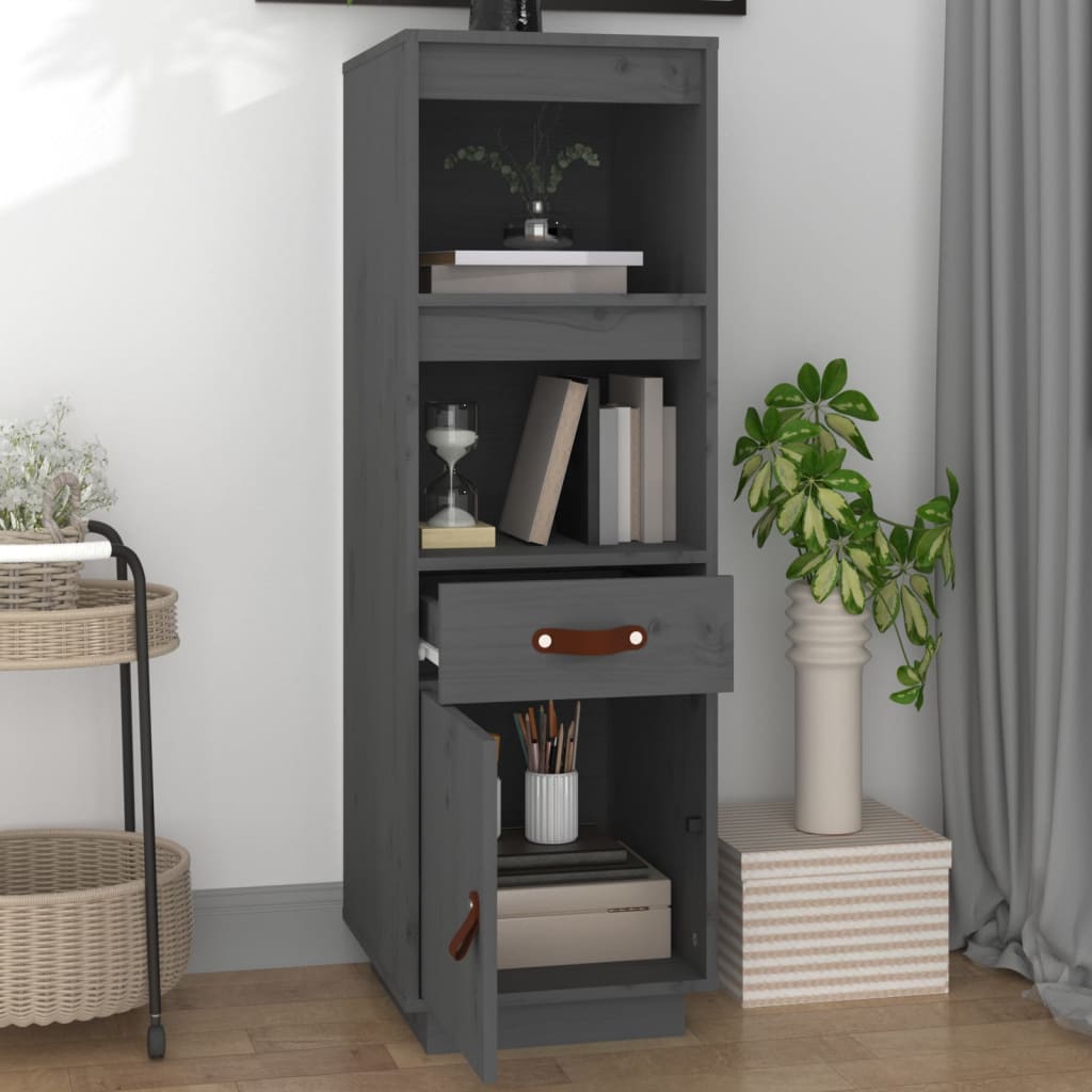 Buffet haut Gris 34x40x108,5 cm Bois massif de pin - XIOS