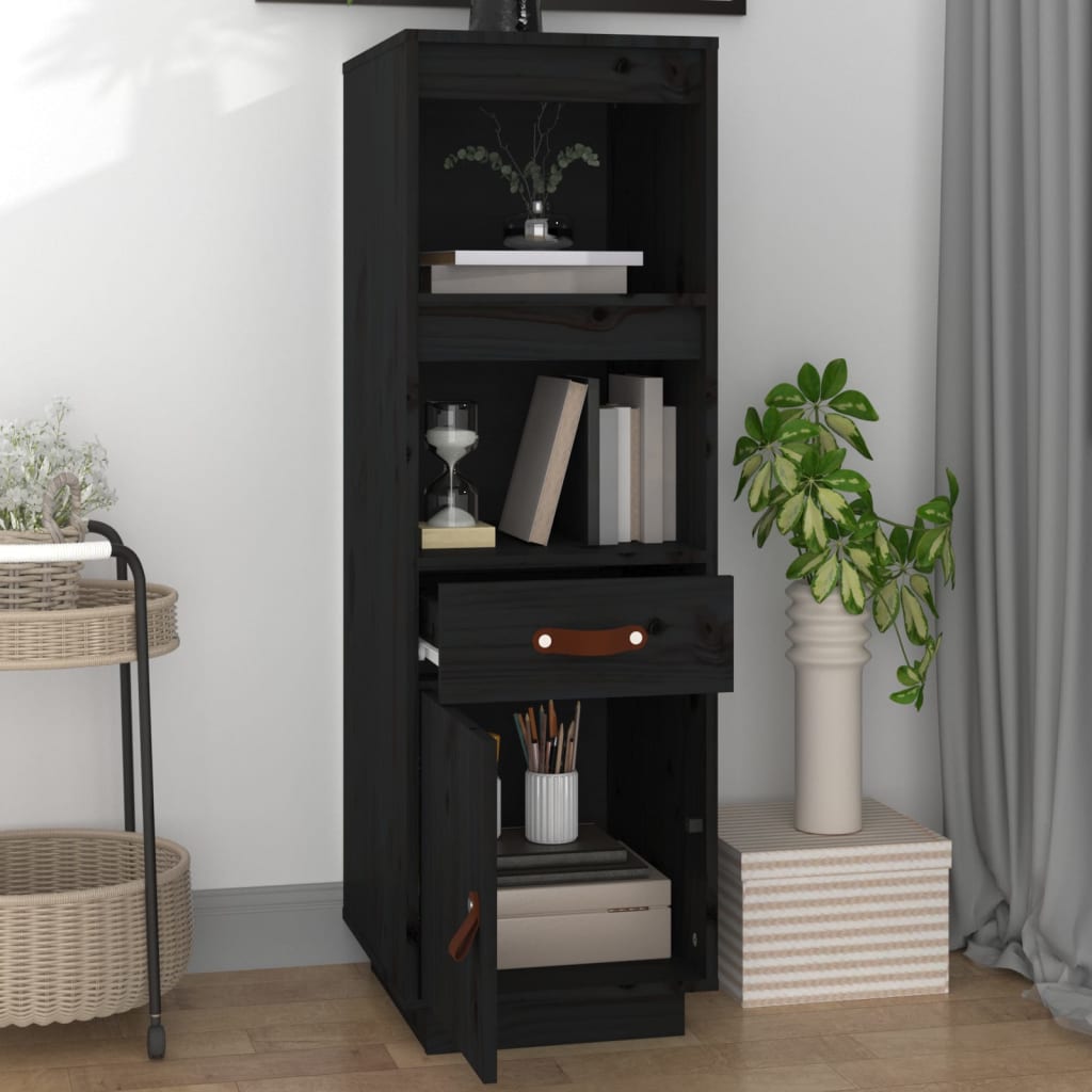 Buffet haut Noir 34x40x108,5 cm Bois massif de pin - XIOS