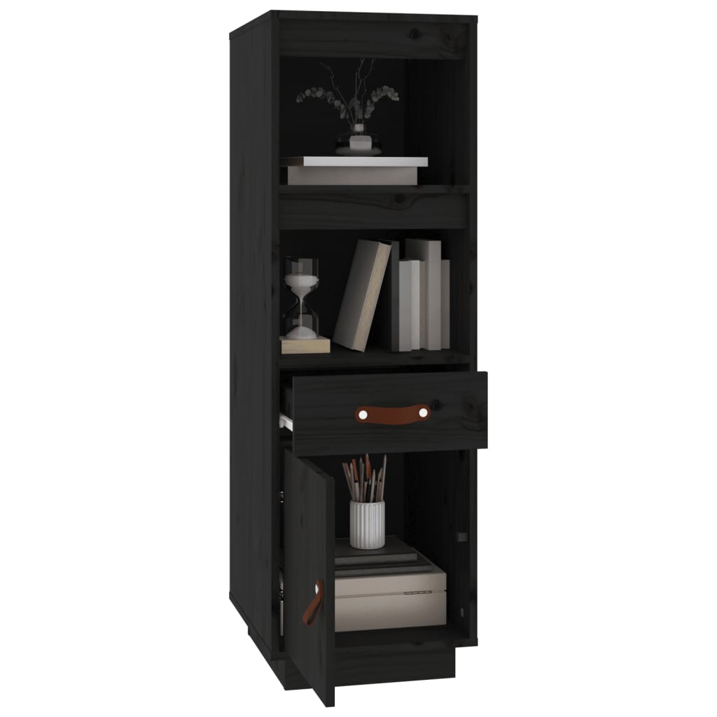 Buffet haut Noir 34x40x108,5 cm Bois massif de pin - XIOS