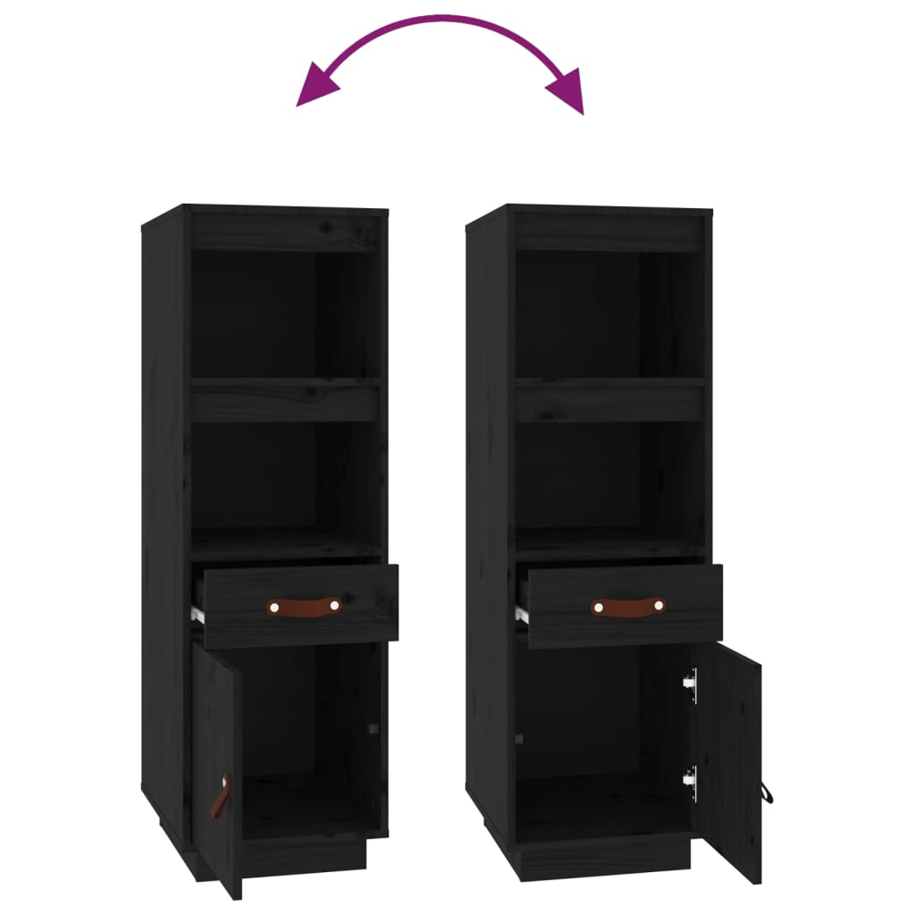 Buffet haut Noir 34x40x108,5 cm Bois massif de pin - XIOS