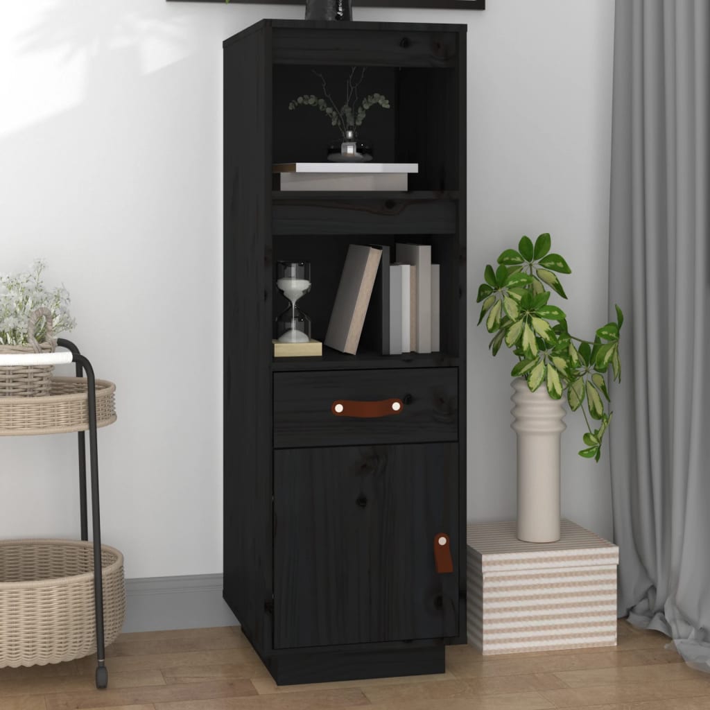 Buffet haut Noir 34x40x108,5 cm Bois massif de pin - XIOS