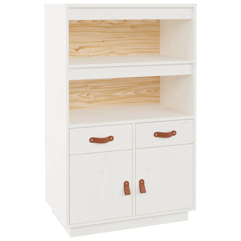 Buffet haut Blanc 67x40x108,5 cm Bois massif de pin - XIOS