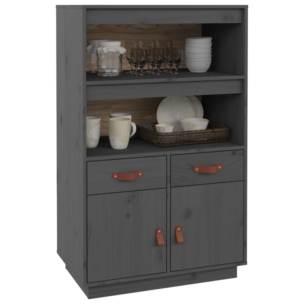 Buffet haut Gris 67x40x108,5 cm Bois massif de pin - XIOS
