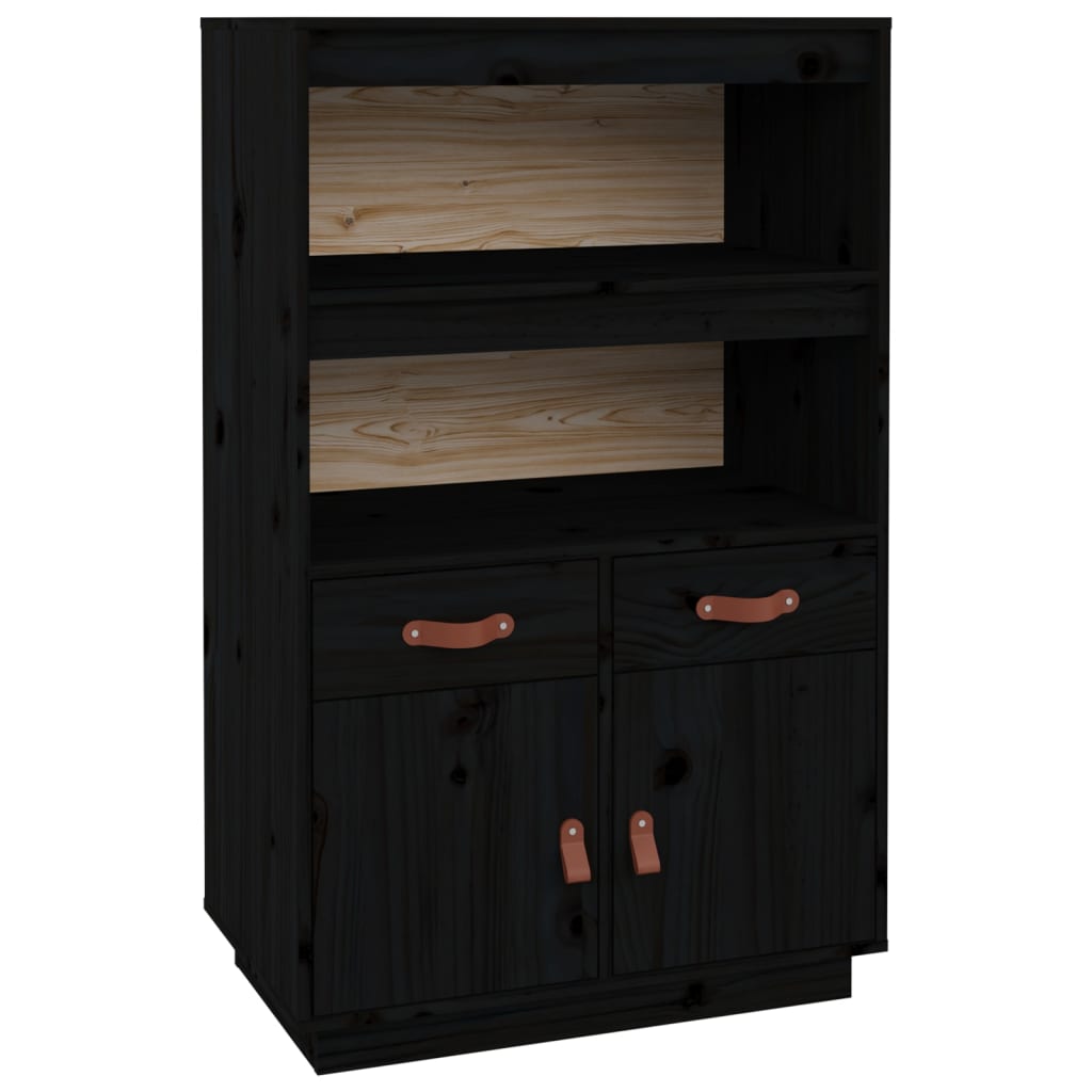 Buffet haut Noir 67x40x108,5 cm Bois massif de pin - XIOS