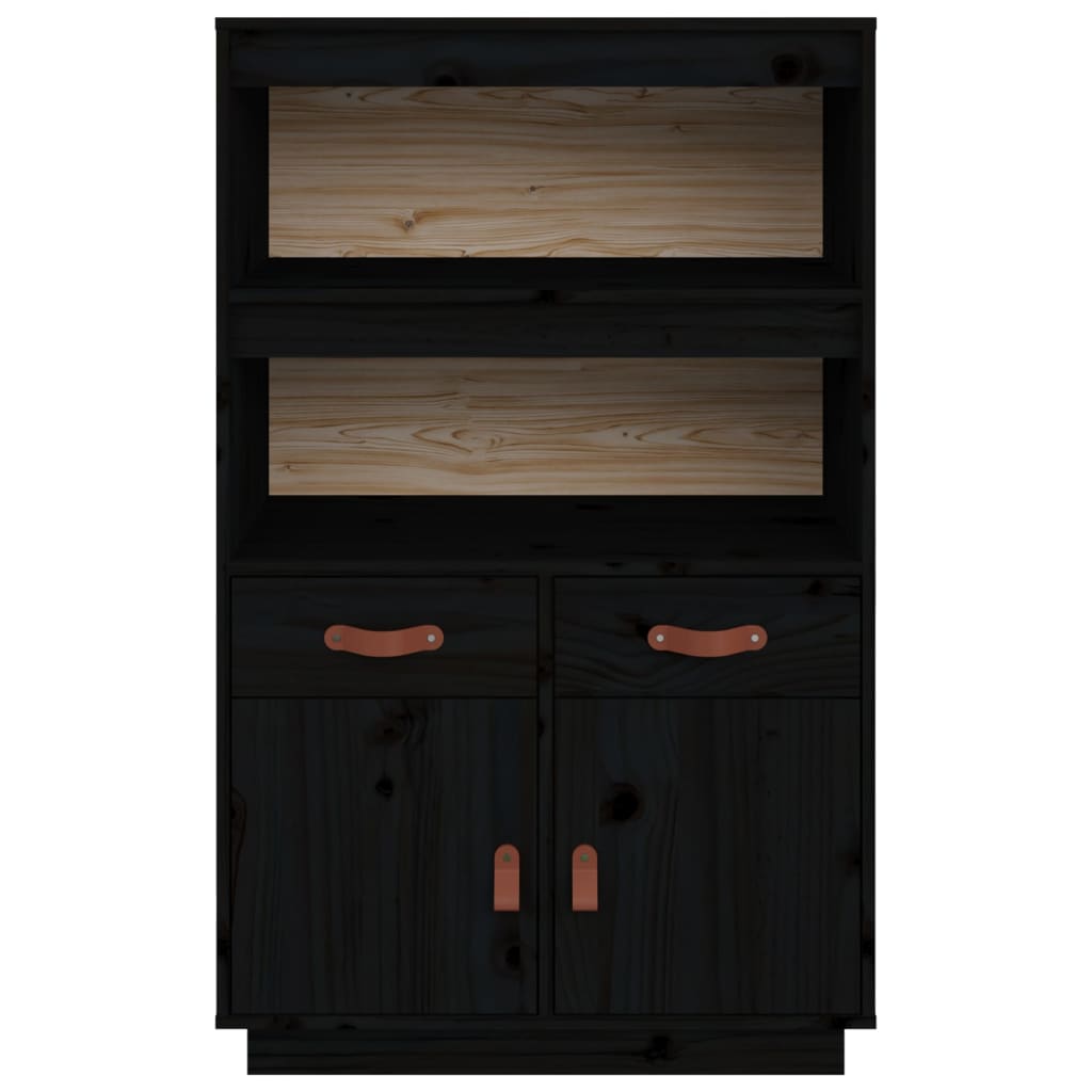 Buffet haut Noir 67x40x108,5 cm Bois massif de pin - XIOS