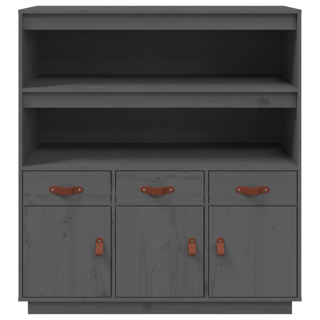 Buffet haut Gris 100x40x108,5 cm Bois massif de pin - XIOS