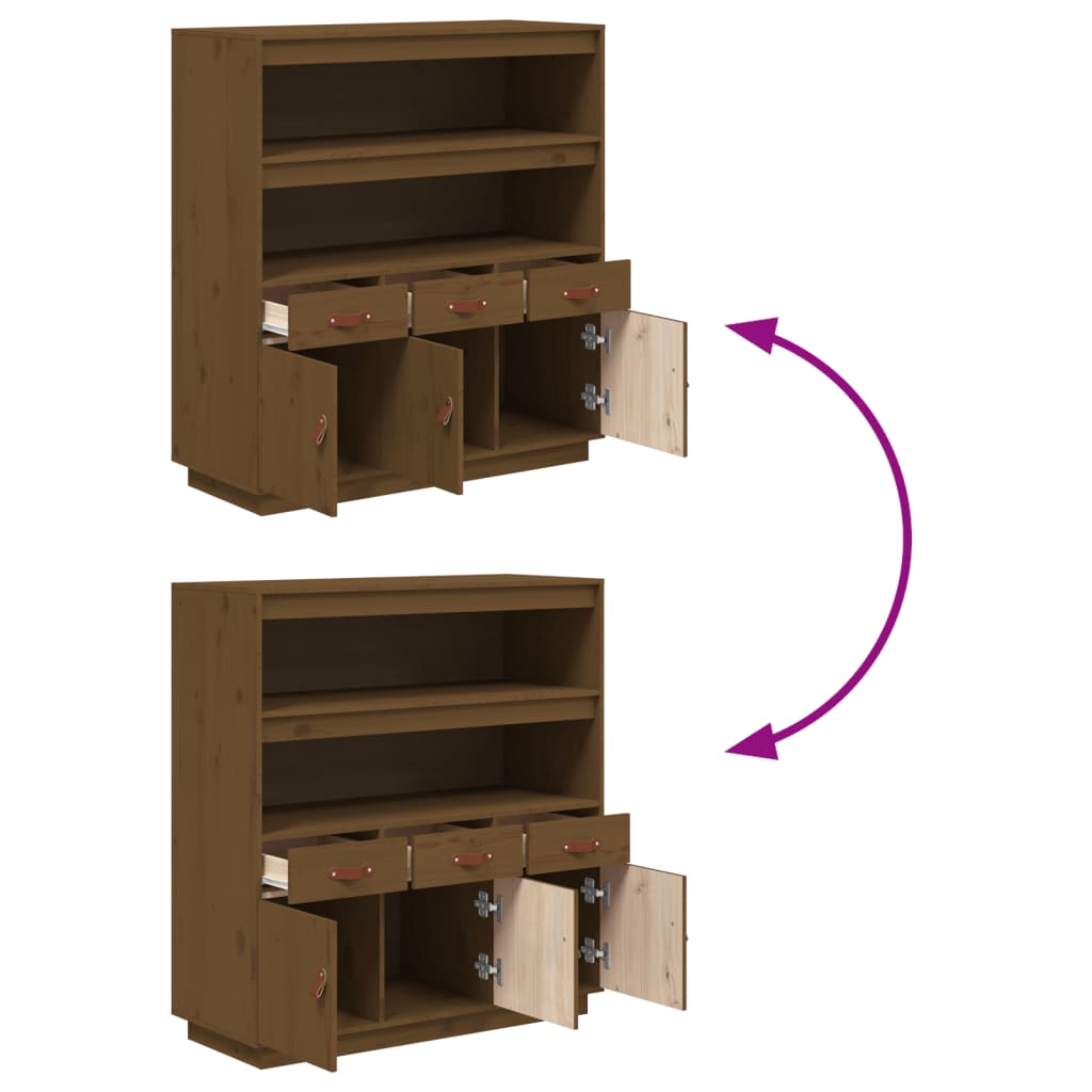 Buffet haut Marron miel 100x40x108,5 cm Bois massif de pin - XIOS