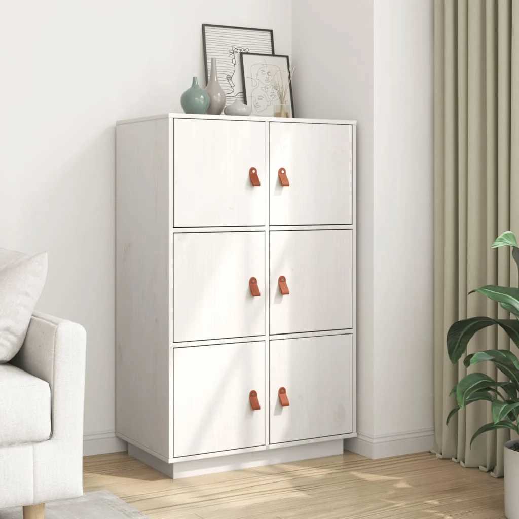 Buffet haut Blanc 67x40x108,5 cm Bois massif de pin - XIOS