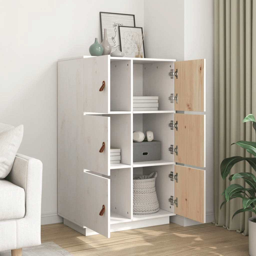 Buffet haut Blanc 67x40x108,5 cm Bois massif de pin - XIOS