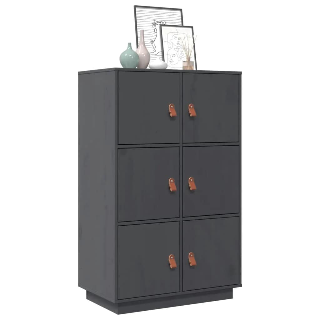 Buffet haut Gris 67x40x108,5 cm Bois massif de pin - XIOS