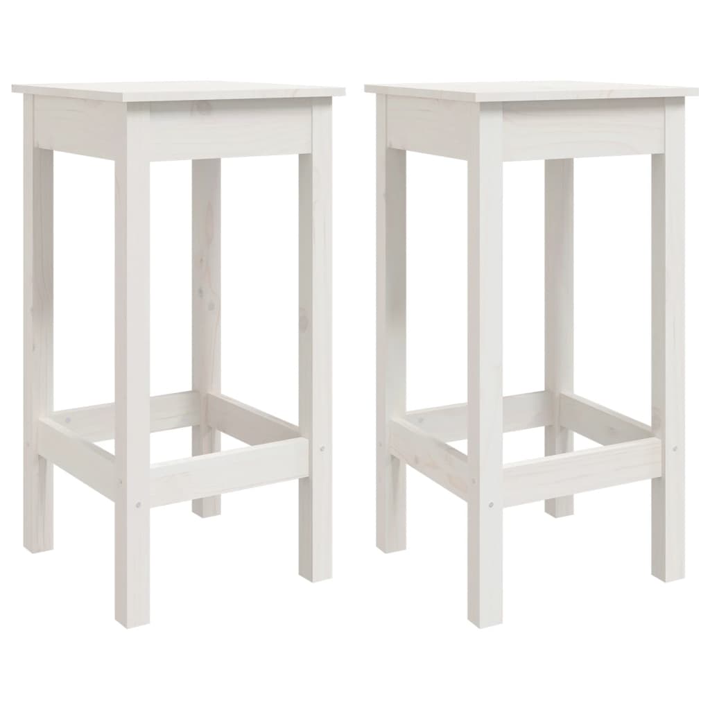 Chaises de bar lot de 2 blanc 40x40x78 cm bois de pin solide - XIOS
