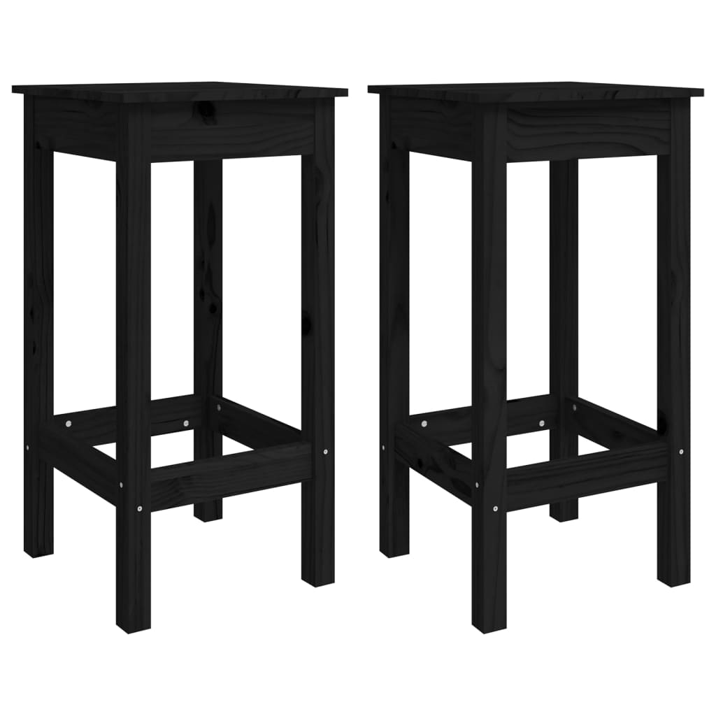 Chaises de bar lot de 2 noir 40x40x78 cm bois de pin solide - XIOS
