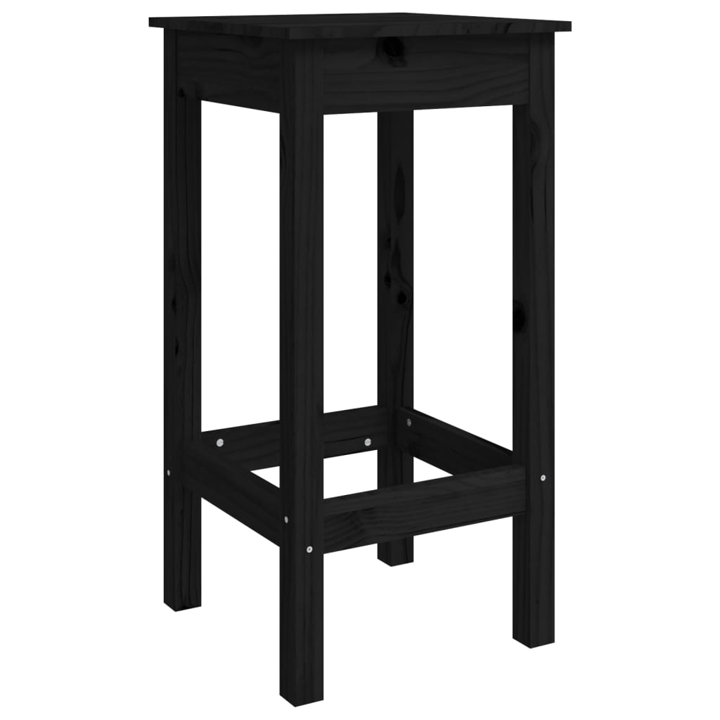 Chaises de bar lot de 2 noir 40x40x78 cm bois de pin solide - XIOS