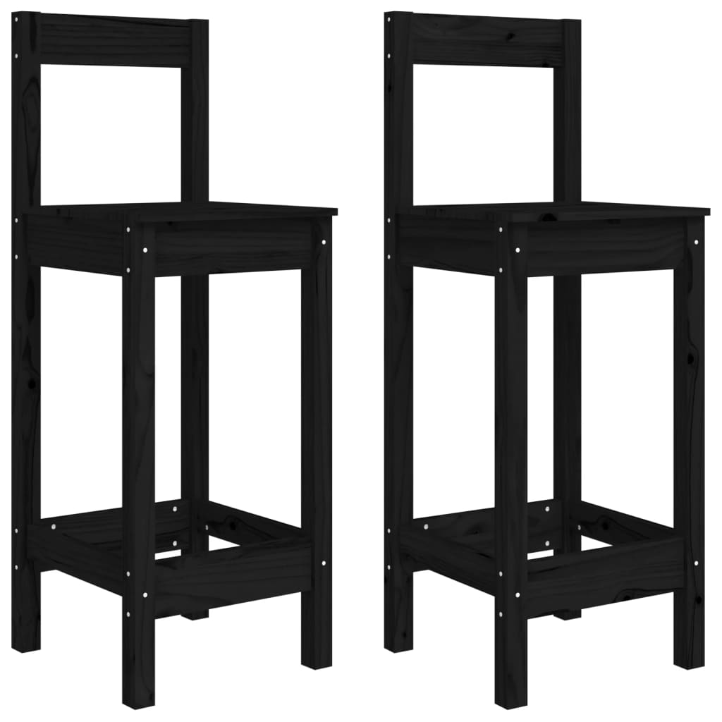 Chaises de bar lot de 2 noir 40x41,5x112 cm bois de pin solide - XIOS