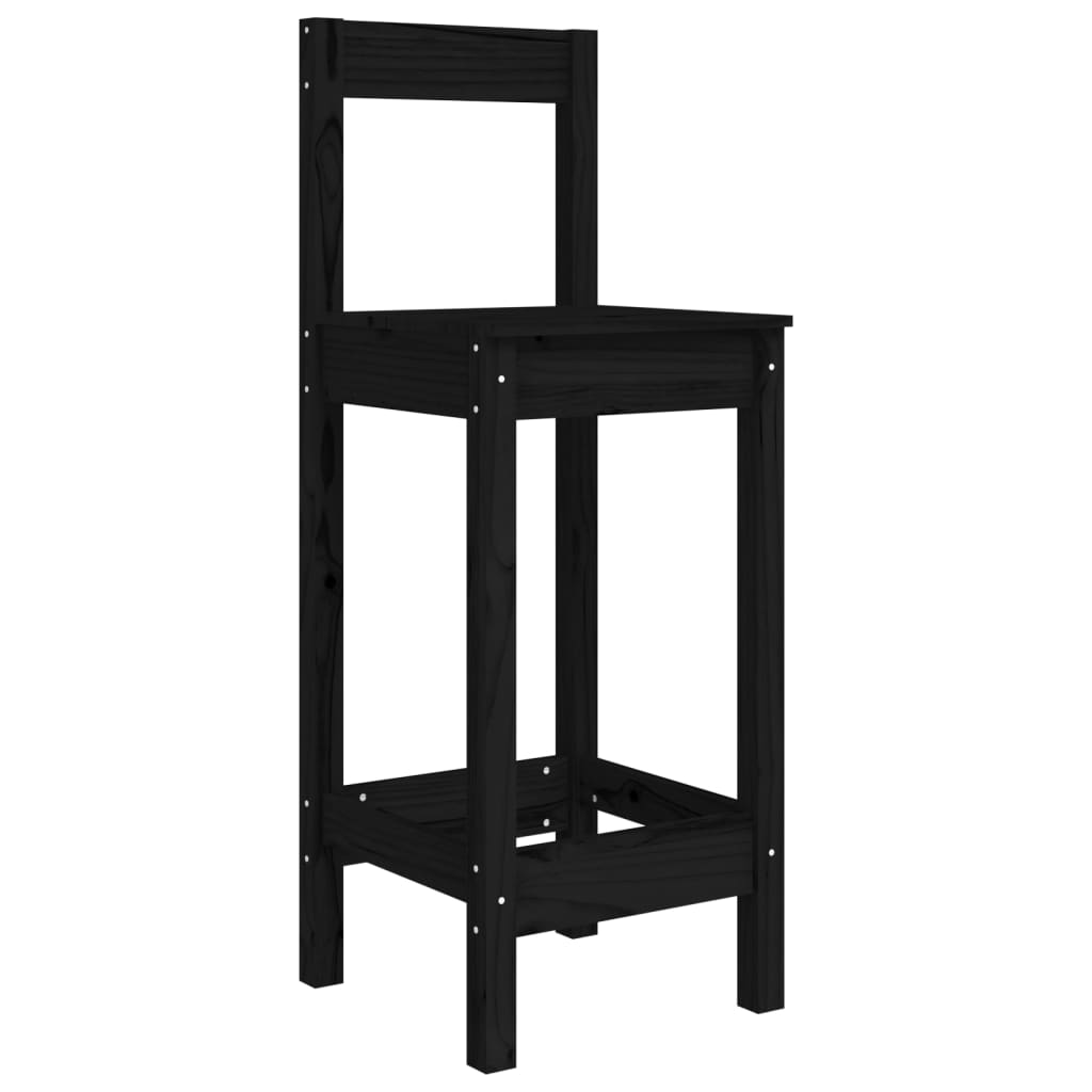 Chaises de bar lot de 2 noir 40x41,5x112 cm bois de pin solide - XIOS