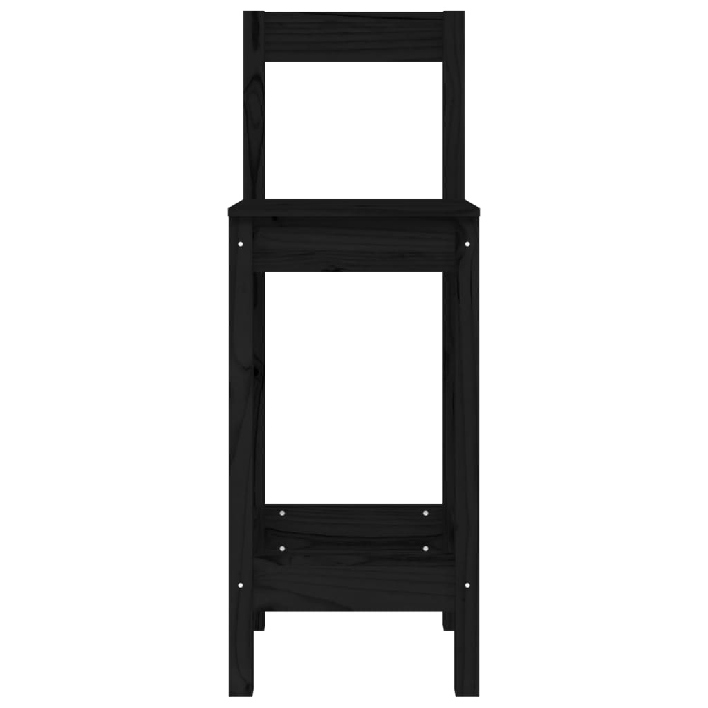 Chaises de bar lot de 2 noir 40x41,5x112 cm bois de pin solide - XIOS