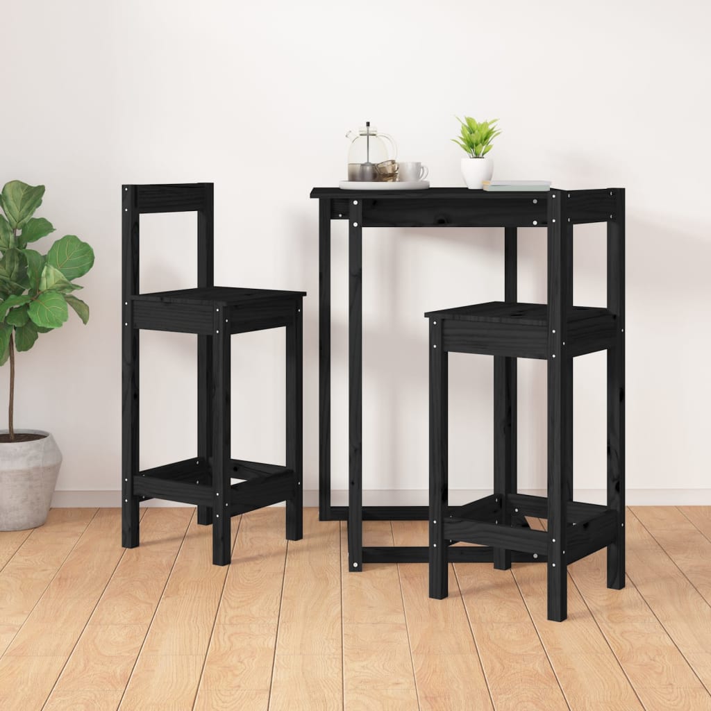Chaises de bar lot de 2 noir 40x41,5x112 cm bois de pin solide - XIOS