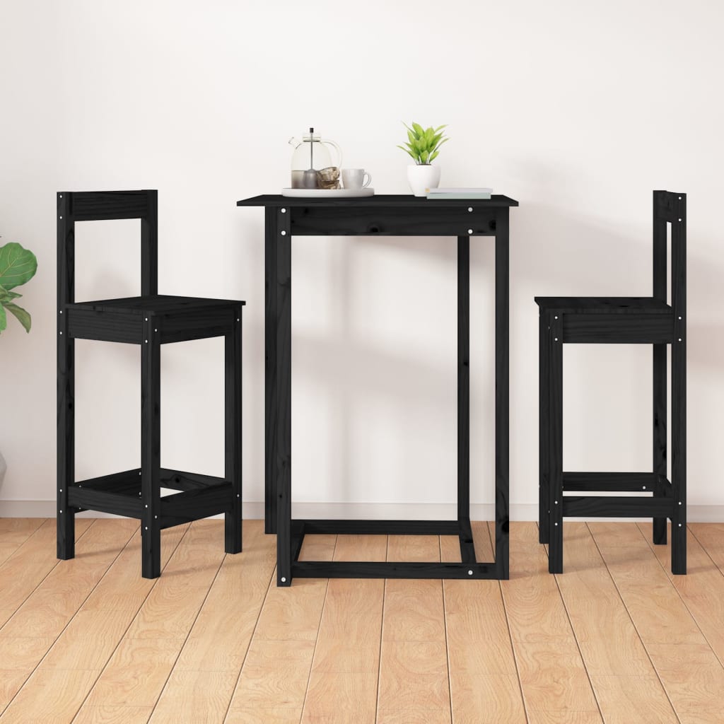 Chaises de bar lot de 2 noir 40x41,5x112 cm bois de pin solide - XIOS