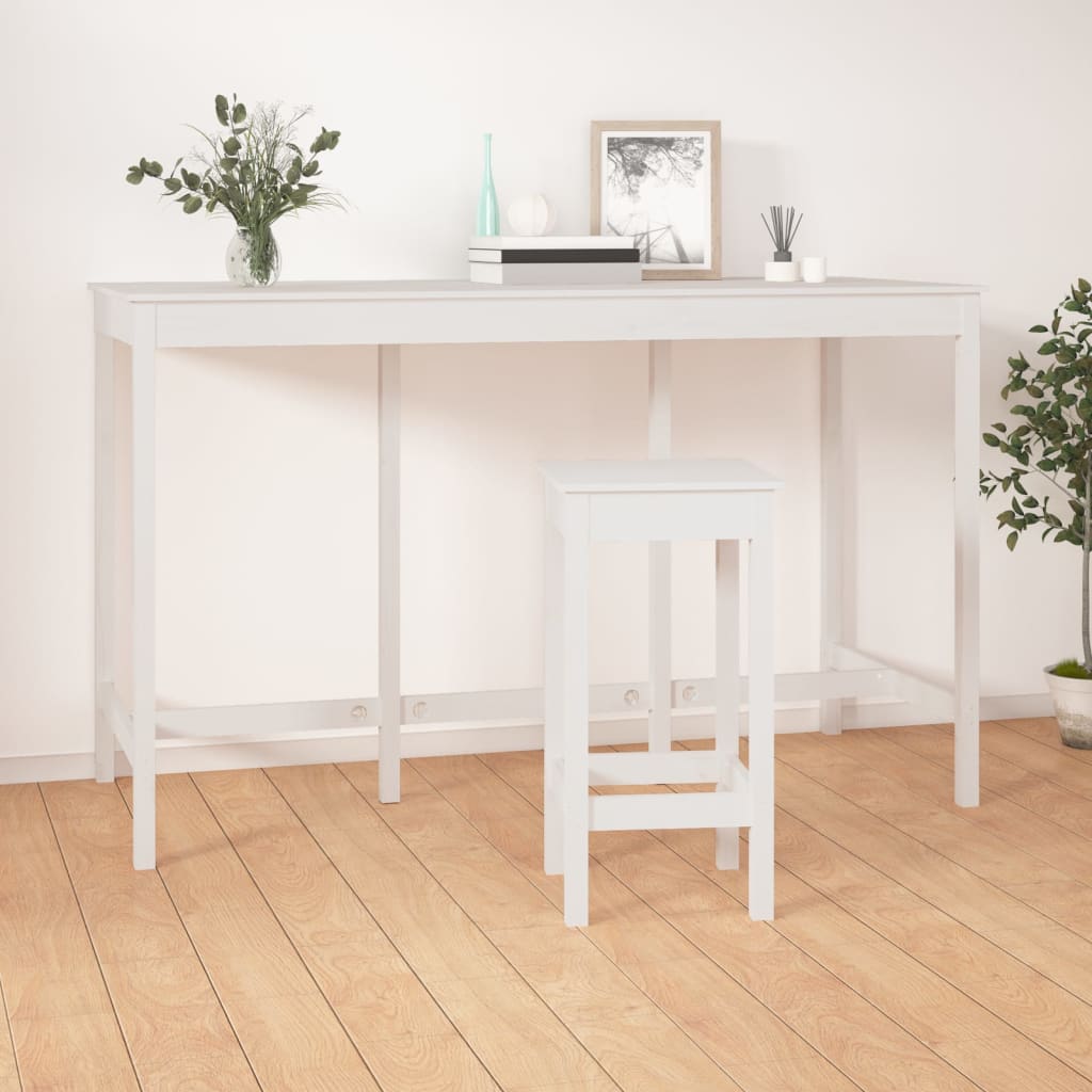 Table de bar Blanc 180x80x110 cm Bois massif de pin - XIOS
