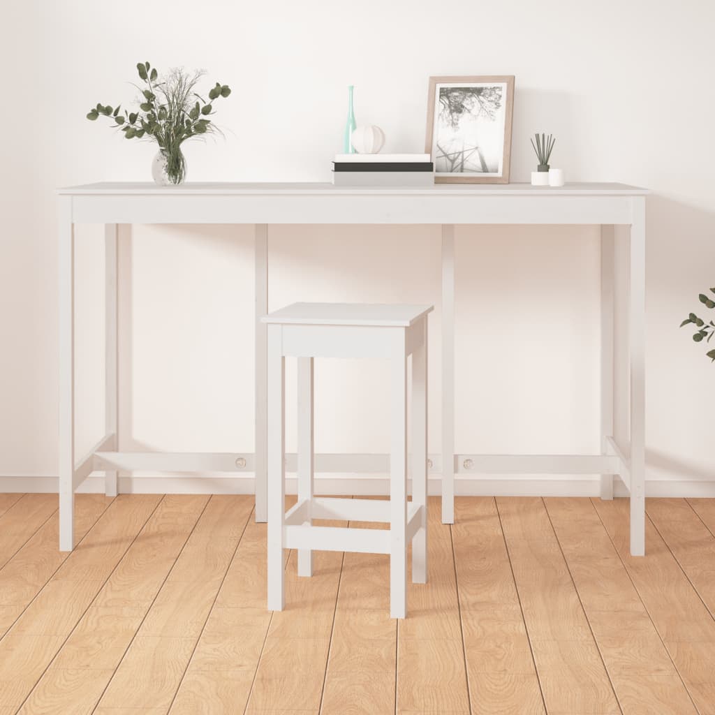 Table de bar Blanc 180x80x110 cm Bois massif de pin - XIOS