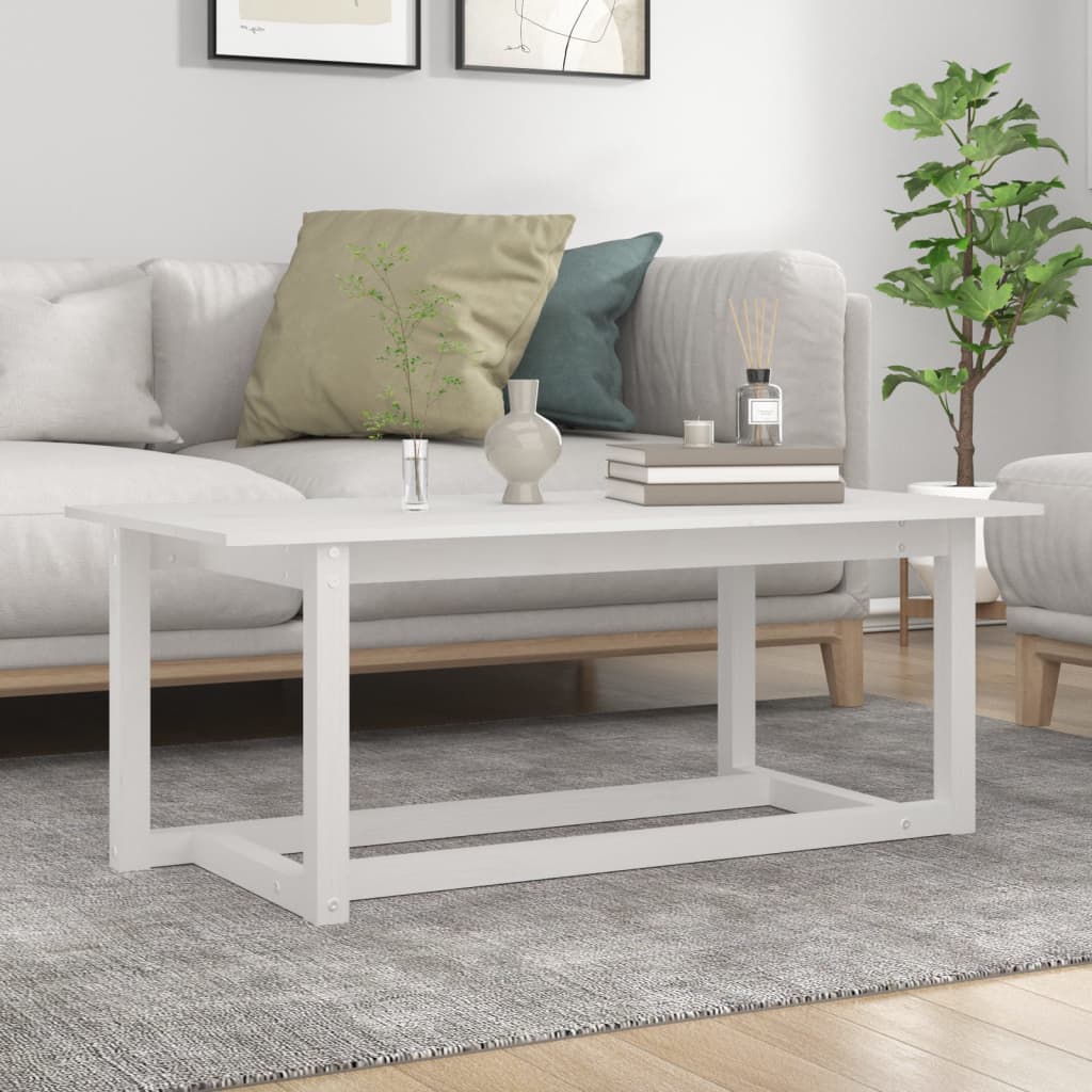 Table basse Blanc 110x55x45 cm Bois massif de pin - XIOS