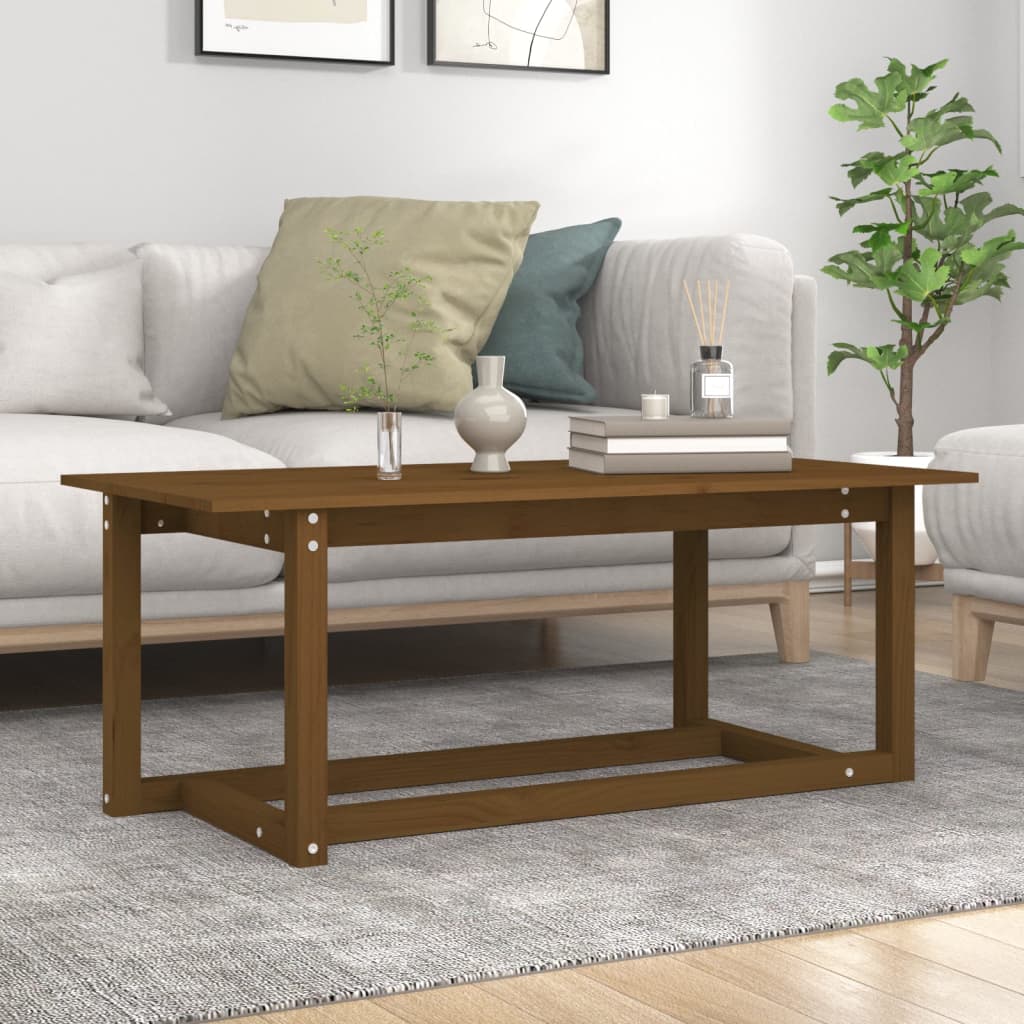 Table basse Marron miel 110x55x45 cm Bois massif de pin - XIOS