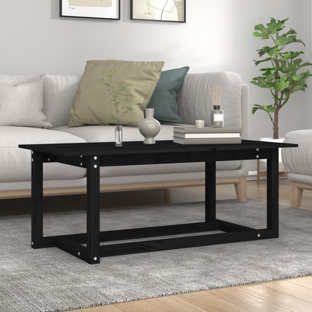 Table basse Noir 110x55x45 cm Bois massif de pin - XIOS