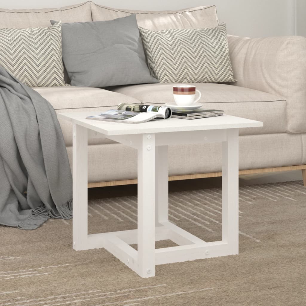 Table basse Blanc 50x50x45 cm Bois massif de pin - XIOS