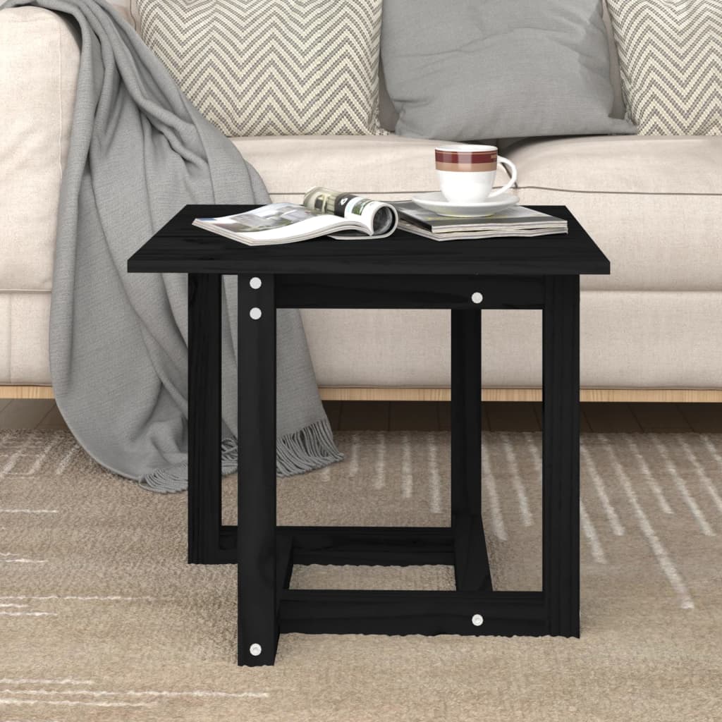 Table basse Noir 50x50x45 cm Bois massif de pin - XIOS