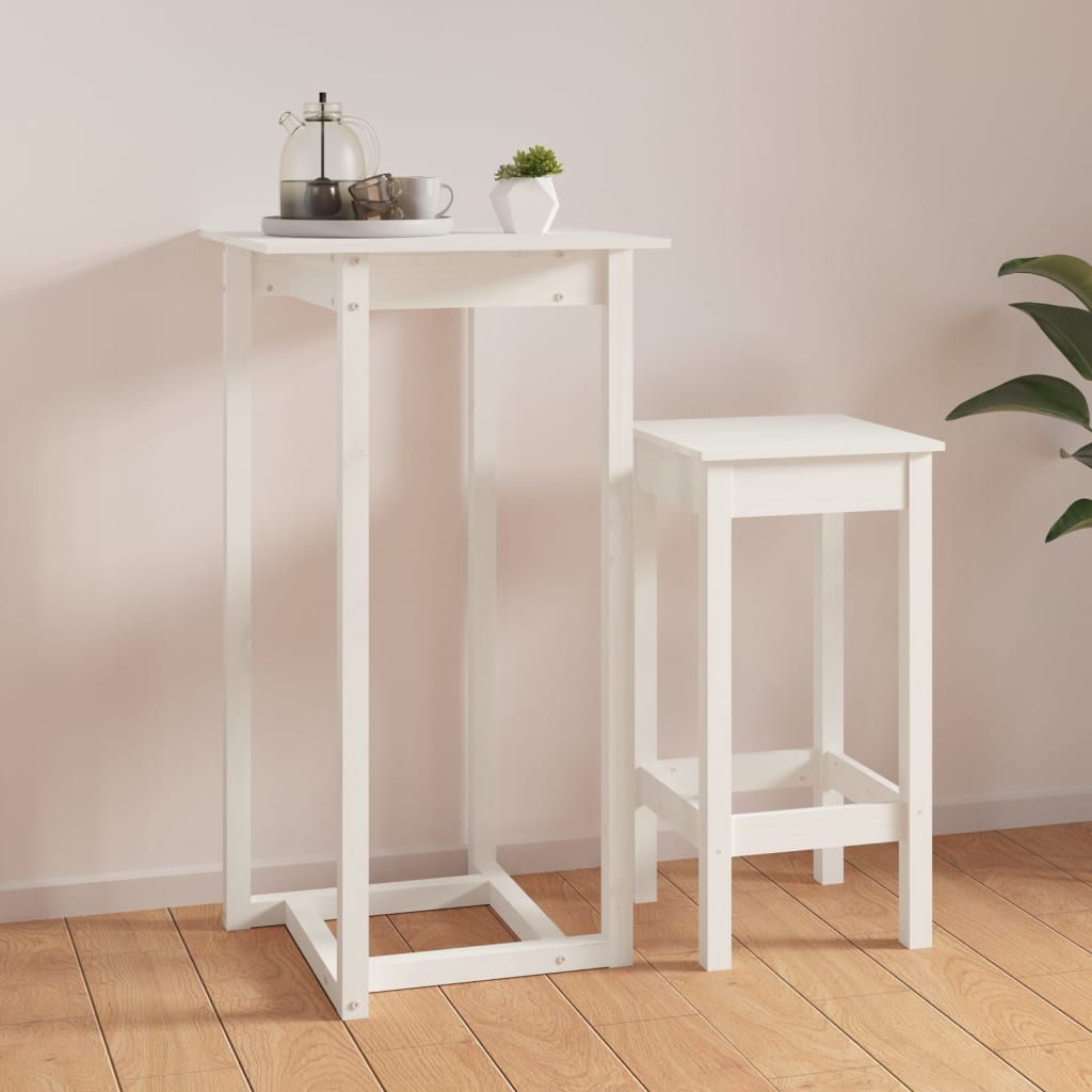 Table de bar Blanc 60x60x110 cm Bois massif de pin - XIOS