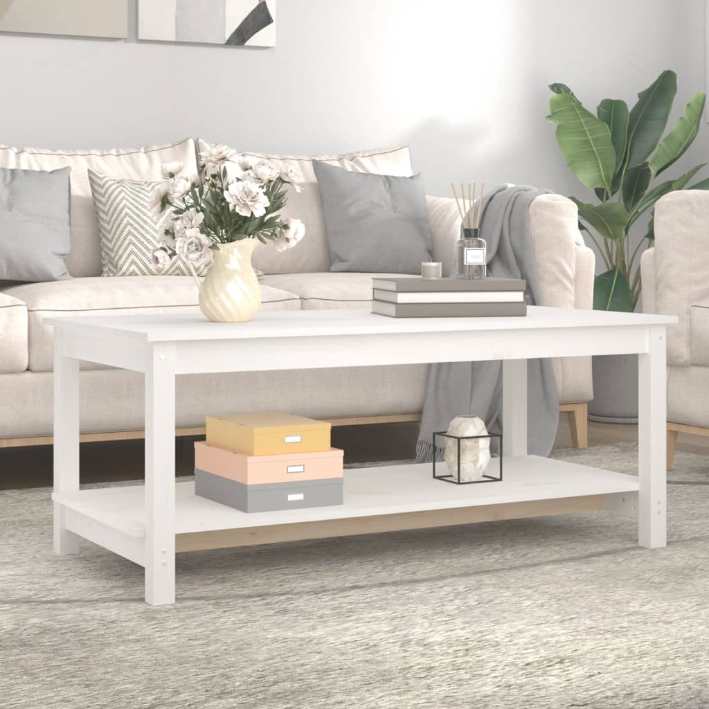 Table basse Blanc 110x55x45 cm Bois massif de pin - XIOS