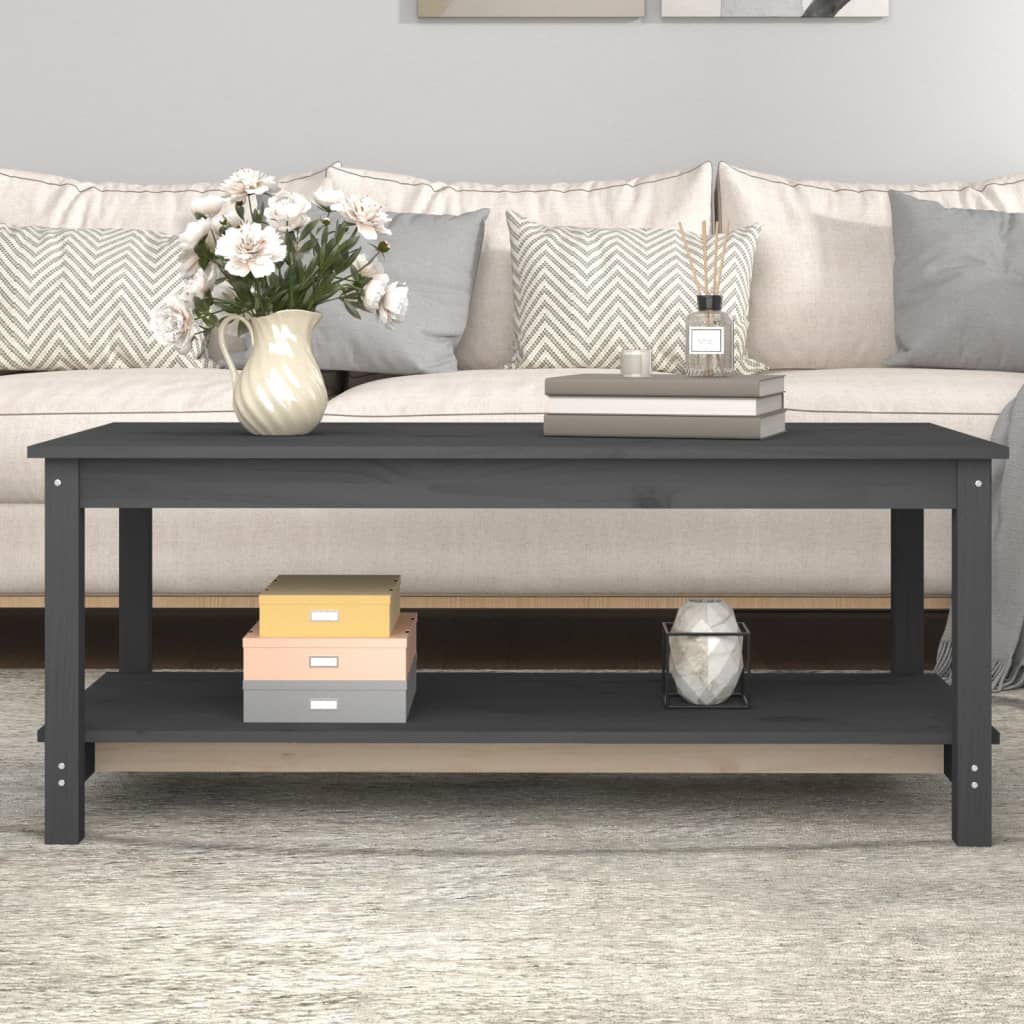 Table basse Gris 110x55x45 cm Bois massif de pin - XIOS