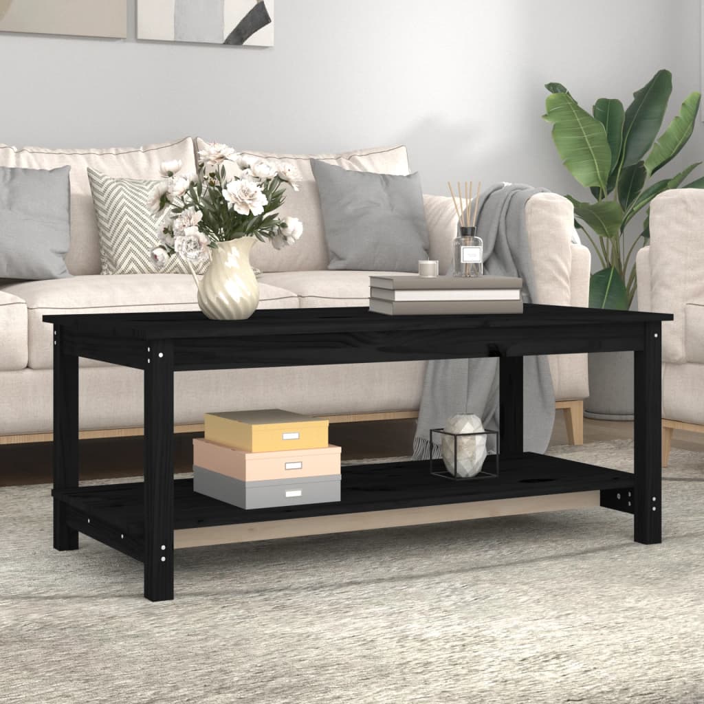 Table basse Noir 110x55x45 cm Bois massif de pin - XIOS