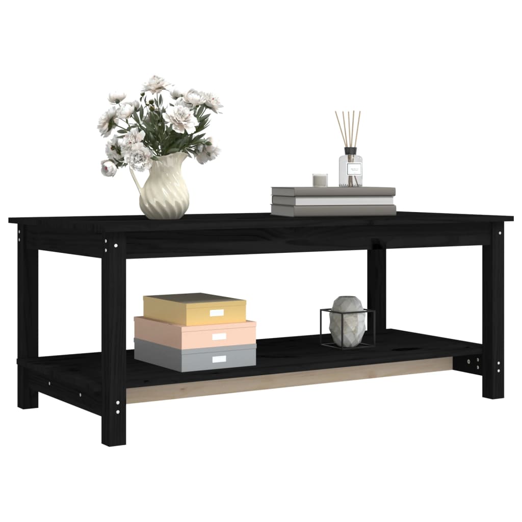 Table basse Noir 110x55x45 cm Bois massif de pin - XIOS